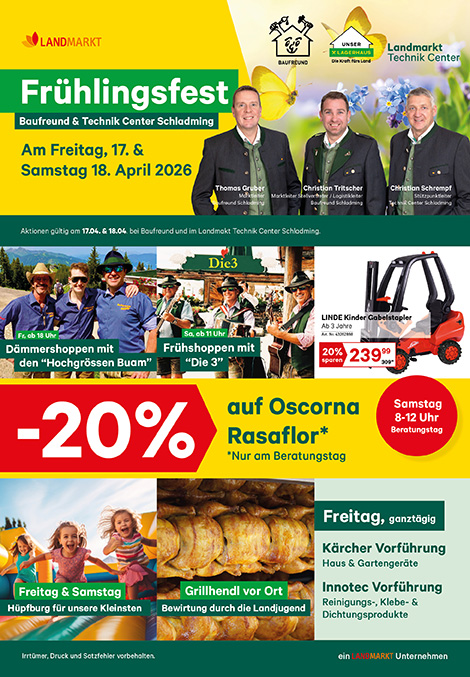 Vorschau auf Flugblatt Baufreund & Technik Center Schladming Frühlingsmesse