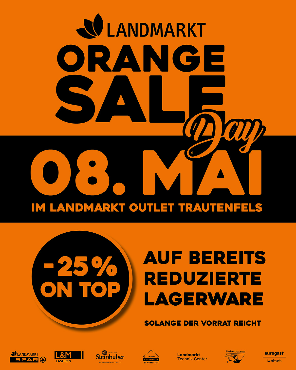 Plakat Orange Sale Day am 08. Mai in Orange 